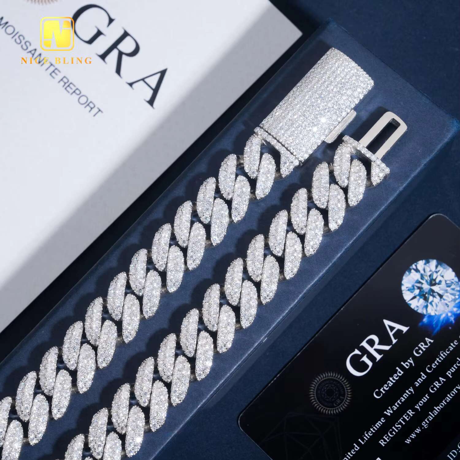 Silver Plated 18mm Hip Hop Jewelry Iced Out VVS Moissanite Diamond Custom 925 Silver Cuban Link Chain Bracelet Necklace Men