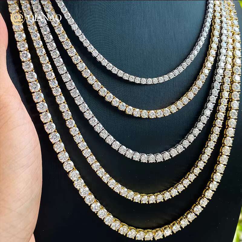 QIANAO Jewelry 6mm Wide 925 Sterling Silver Hip Hop Diamond Chaine Pour Femme Moissanite Gemstone Tennis Chain for Women
