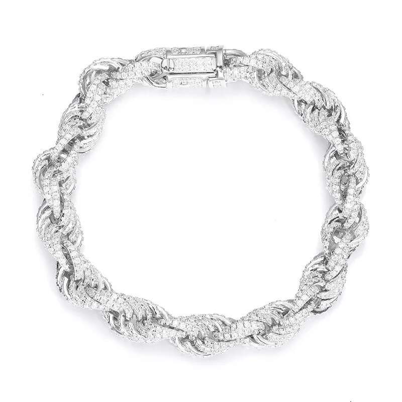 Moissanite and S925 Sterling Silver Luxurious Twist Link Chain Necklace for Men Women Hip Hop Bling Ice Out Rapper Jewelry
