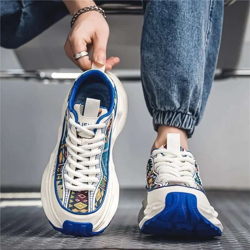 Chunky Sneakers Mens Designer Soft Sole Running Fashion Non-slip Casual Breathable Male Height Increased Platform Shoes