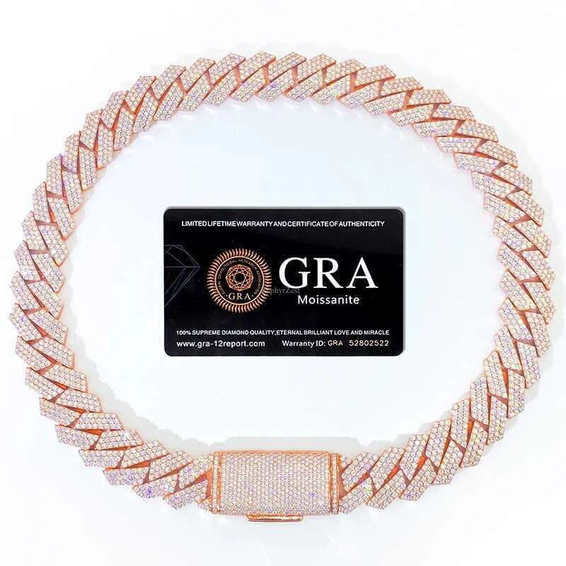 Bracelet Designer Jewelry Cuban k High Quality 3 Rows VVS Moissanite Dia Chain White Rose Gold Plated Hip-hop Chains for Men Necklace