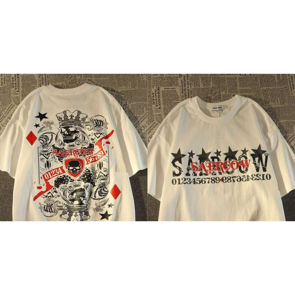 High Street American Ins men s short sleeved T shirt retro design printed personality cotton loose Harajuku