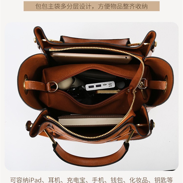 Bucket Large Capacity Handbag, High-End Printed Contrasting Single Shoulder Work Commuting Bag, Women's Bag