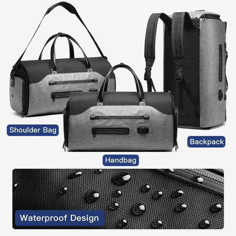 OZUKO Multifunction Men Suit Storage Large Capacity Lage Handbag Male Waterproof Travel Duffel Bag Shoes Pocket