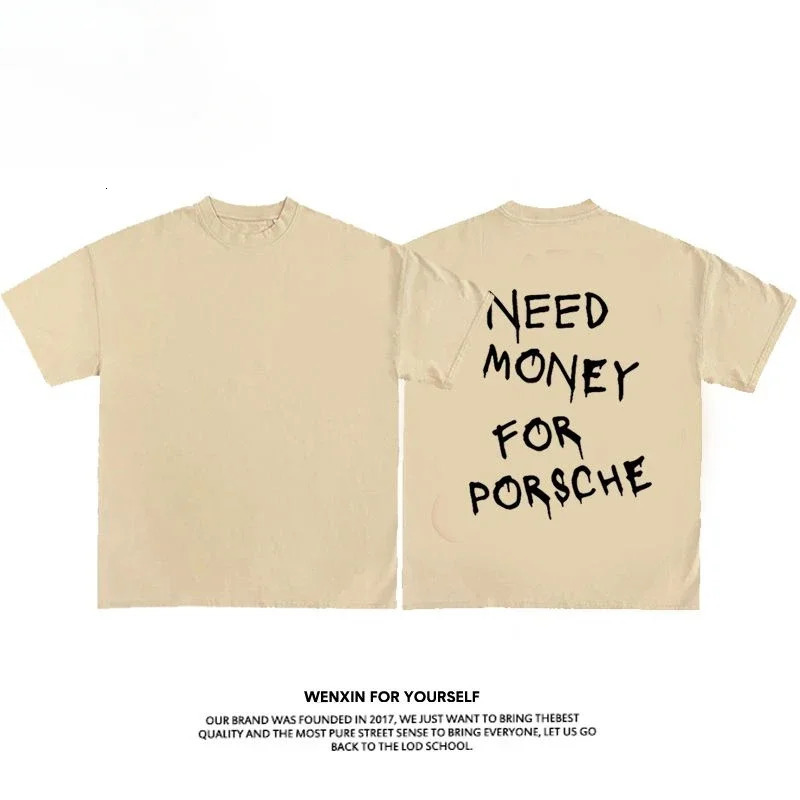 Short sleeved fun graffiti street retro European and American letters men women printing trend English y2k top 250326