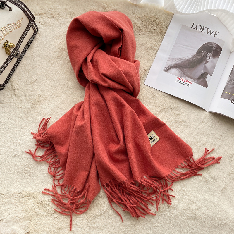 K239 Cashmere scarf feel solid color tassel shawl long couple warm imitation cashmere scarf versatile