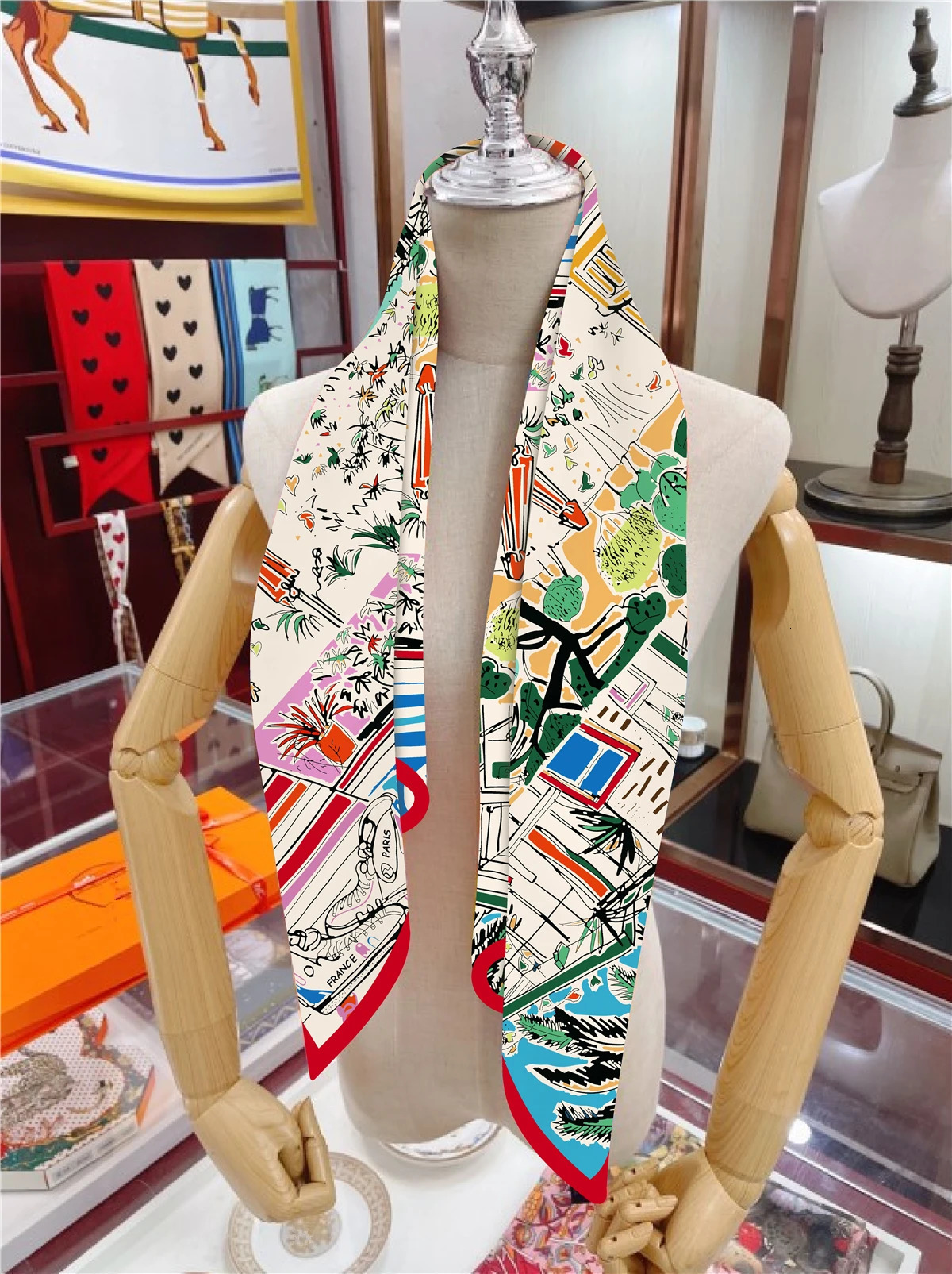 Graffiti Skating Shoes Twill Silk Scarf Shawl Square Scarf Women Hijab Bandana Foulard Neckerchief Head Scarves 250321