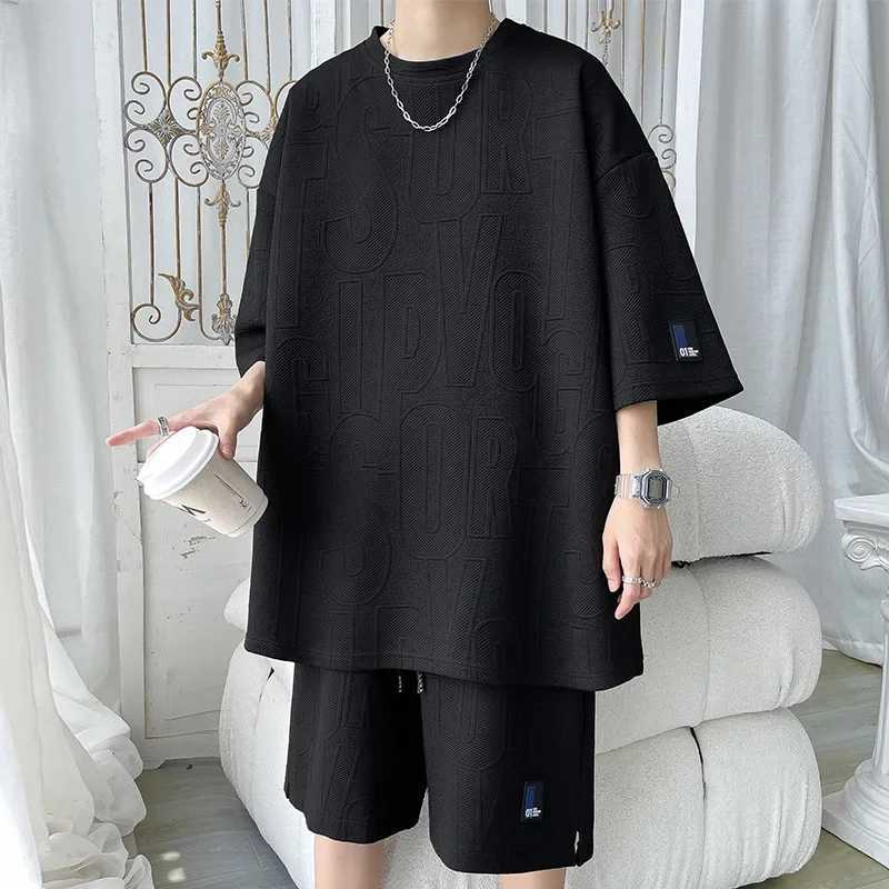 2024 Summer Mens Fashion Short Sleeve Loose Casual Set Thin Style Mens Fashion Set One SetXJ250326