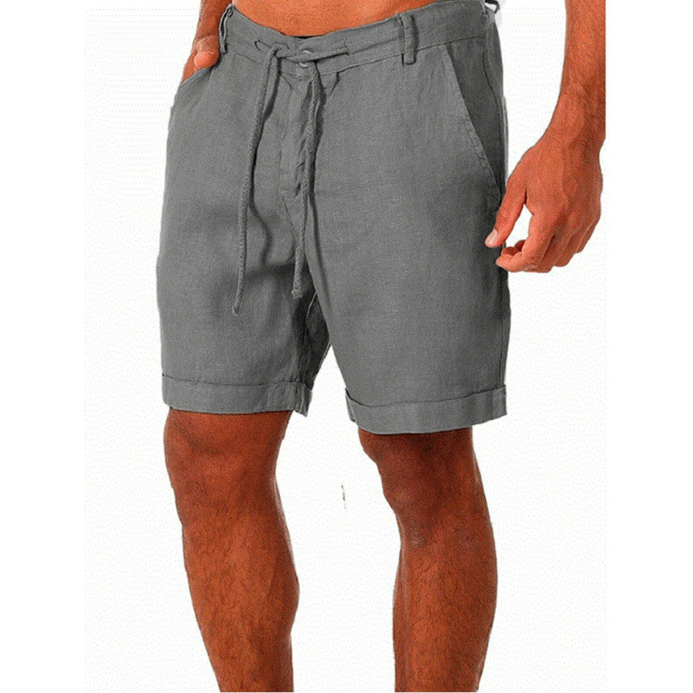 KB Mens Cotton Linen Shorts Summer Breathable Solid Color Trouser Fitness Street Wear S4XL 250326