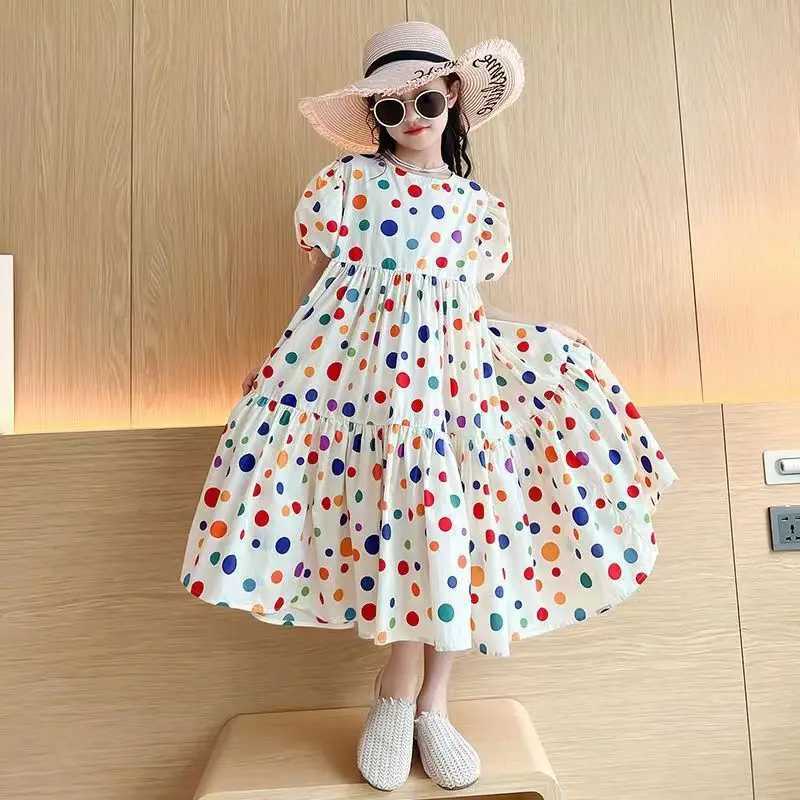 Fashion Summer Girls Dress 2025 Point Beach Girls Long Dress Bohemian Childrens Princess Loose Dress Clothing Teen 8 10 12 14 Y W250326