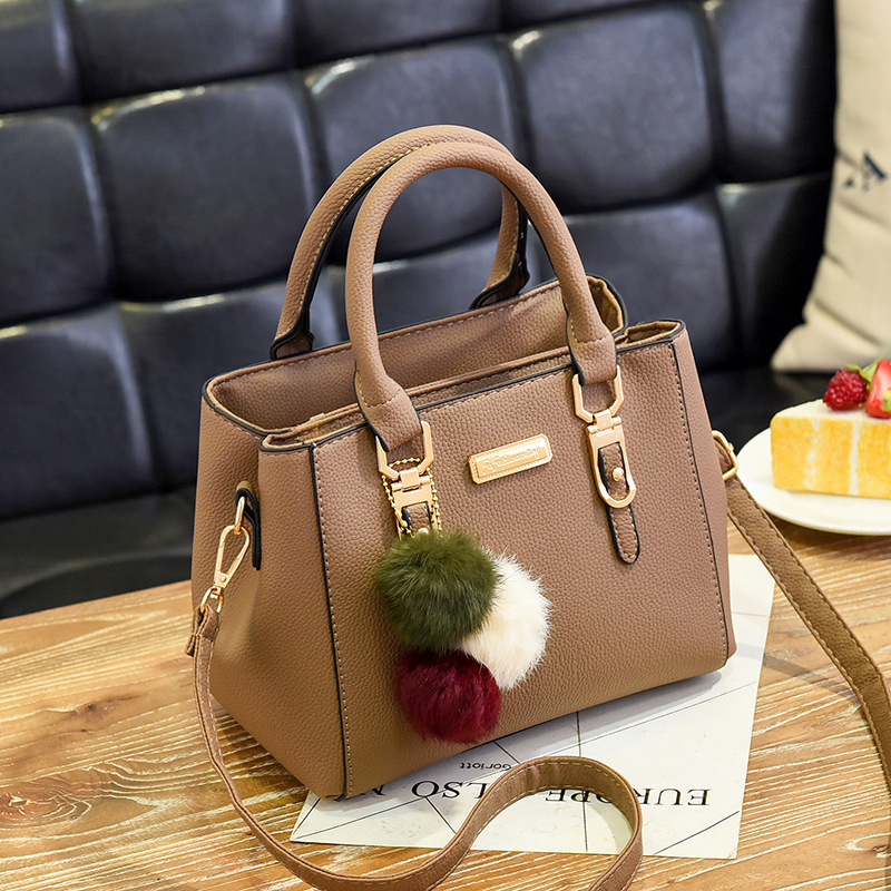 Bag women's new fashion single shoulder small bag double large capacity hairball hand oblique span women's bag