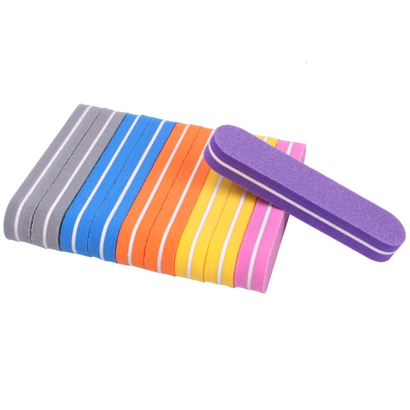 50Pcs Mix Color Mini Nail File Buffers Sponge 100/180 Grit Double Sided Sanding Block Gel Polishing Foam Manicure Nail Art Files 250324