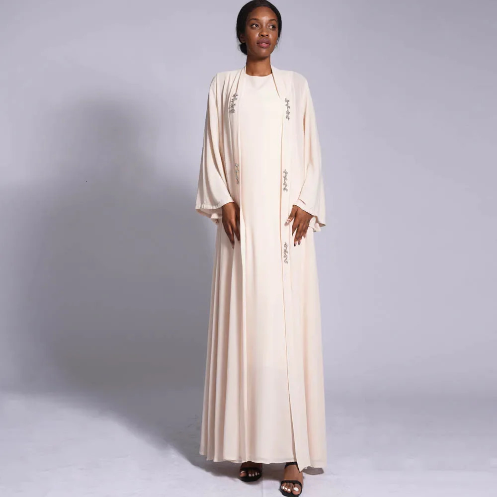 y Diamond Women Muslim Open Abayas Cardigan Maxi Dress Chiffon Fashion Summer Dubai Kimono Gown Arab Islamic 250326
