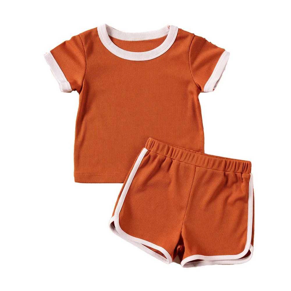 2024 boys and girls satin summer set childrens short sleeved T-shirt+shorts childrens 2PCS clothing set South Korea 1-6YT250327