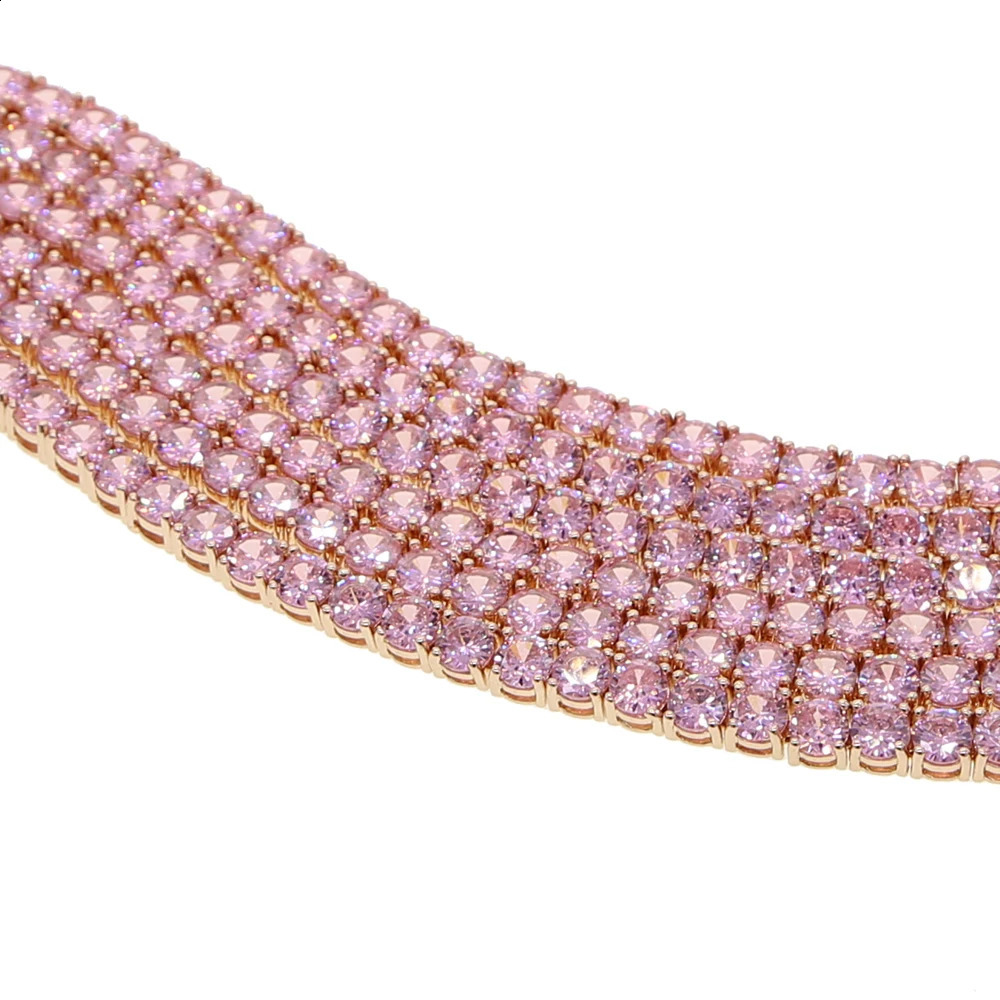 5A CZ Zircon Charm Anklet Iced Out Bling Rose Gold Silver Color Pink Cz 5mm Tennis Chain Anklets For Women Jewelry 250318