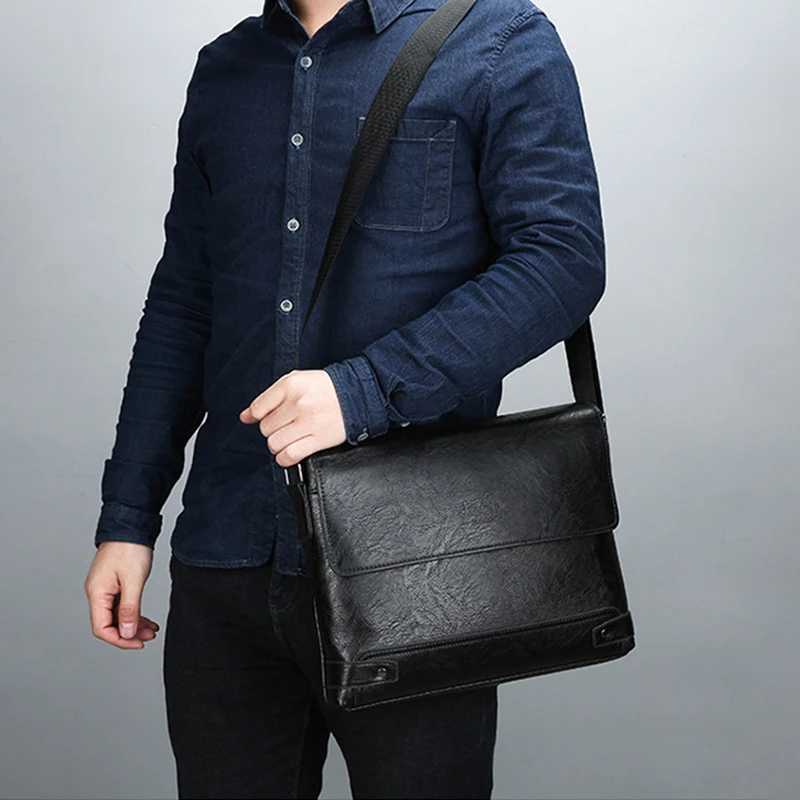 Briefcase For Men PU Leather Tote Bost Cmuting Laptop Shoder Executive Business Work Messenger Crossbody Side Designer Bag Z250327