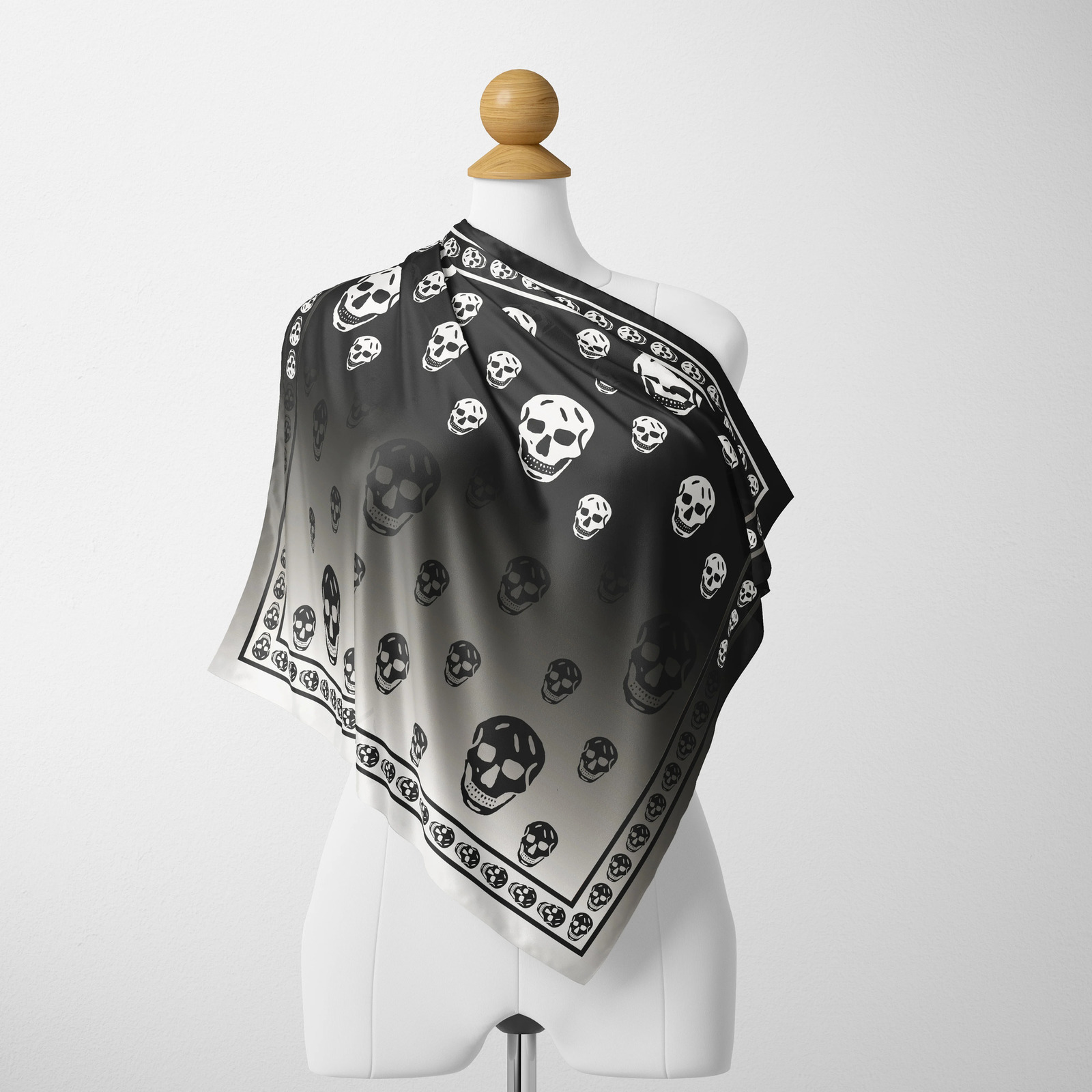 Support Customize est Women Chiffon Skull Scarf Hijab Shawls And Wraps Female Foulard Echarpe Gradient Bandana 250322
