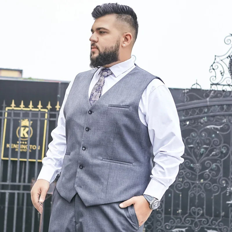 Plus size set mens solid color single chest waist jacket suitable for host groom gray black navy blue 9XL 250326