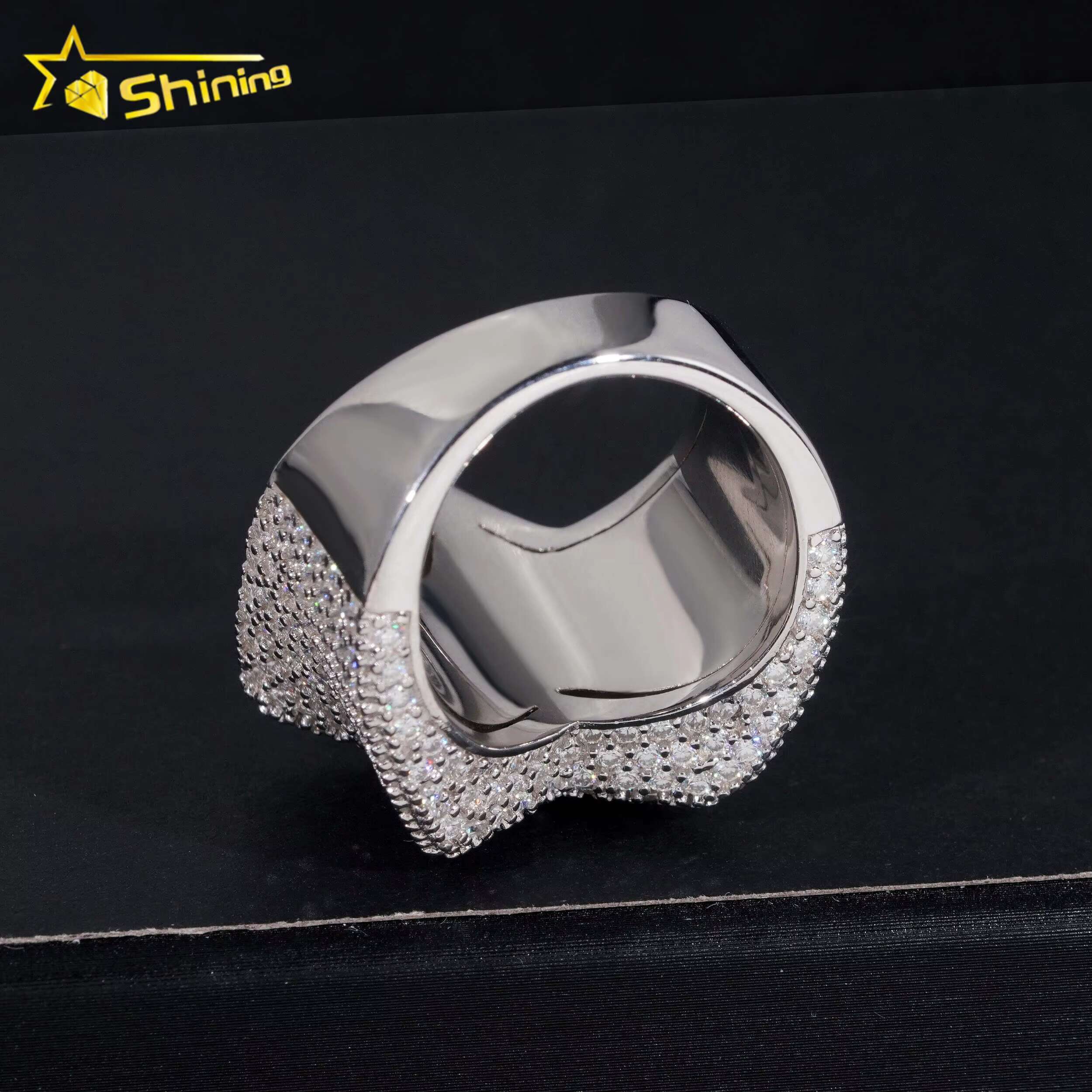 Hip Hop Iced Out High Quality Star Rings 925 Sterling Silver D Color VVS Moissanite Mens Ring