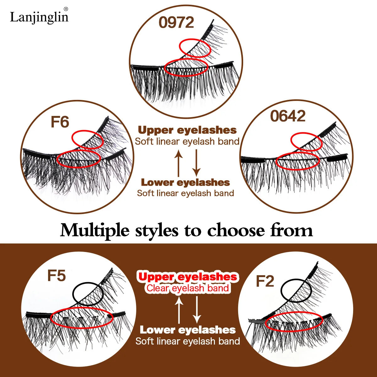 Lanjinglin Magnetic Lashes Set Wispy Fluffy Magnetic False Eyelashes Makeup Tool Natural Long Fake Lashes Maquiagem 250324
