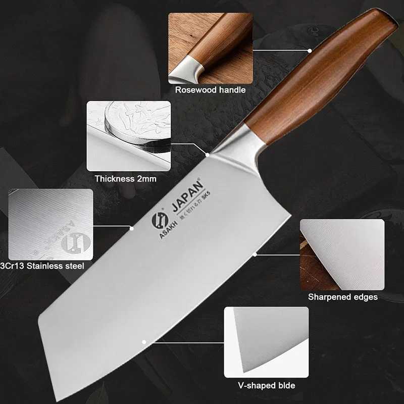 Kitchen Knives Set Stainless Steel Meat Chopping Cleaver Fish Vegetables Slicing Butcher Knife Japanese Chef Knife with Gift BoxC250327