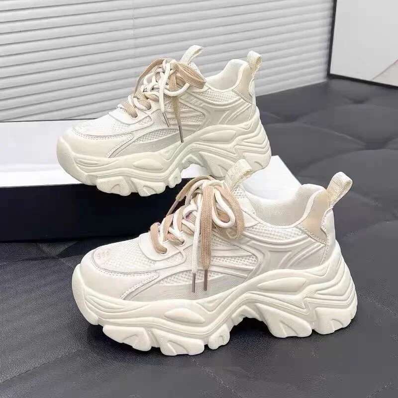 Women Flats Sports Lace Up Vulcanize Shoes Female New Designs White Thick Bottom Platform Casual Sneakers atillas Mujer