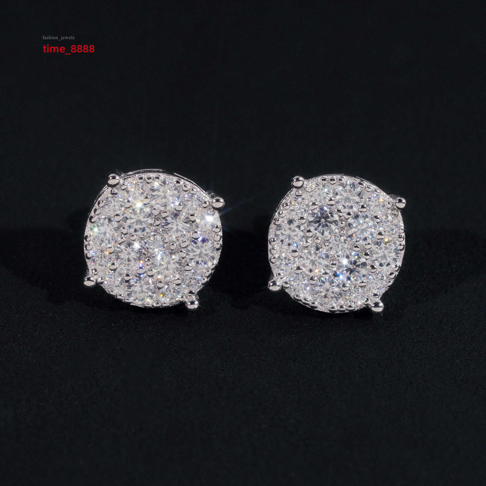 Pass Diamond Tester VVS Fully Moissanite Ear Stud 925 Sterling Silver Men Women Iced Out Moissanite Diamond Earrings