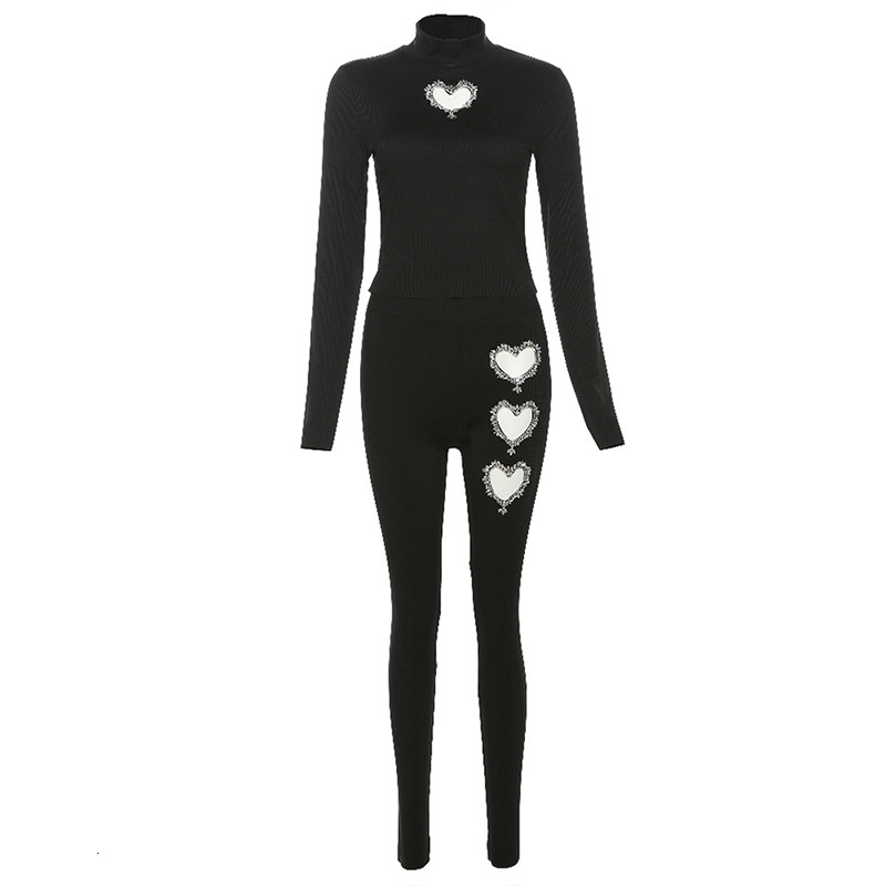Designer Jumpsuit Spring Long Sleeved Set 2025 New Fashion Casual Hollow Out Women's Sports Set Hot Diamond Top High Waist Tight Women's Pan