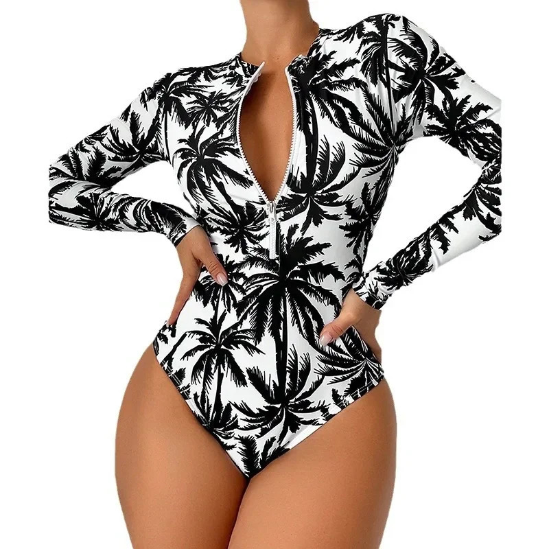 Womens sexy onepiece swimsuit printed surfing suit beachwear fashionable bikini womens 250321