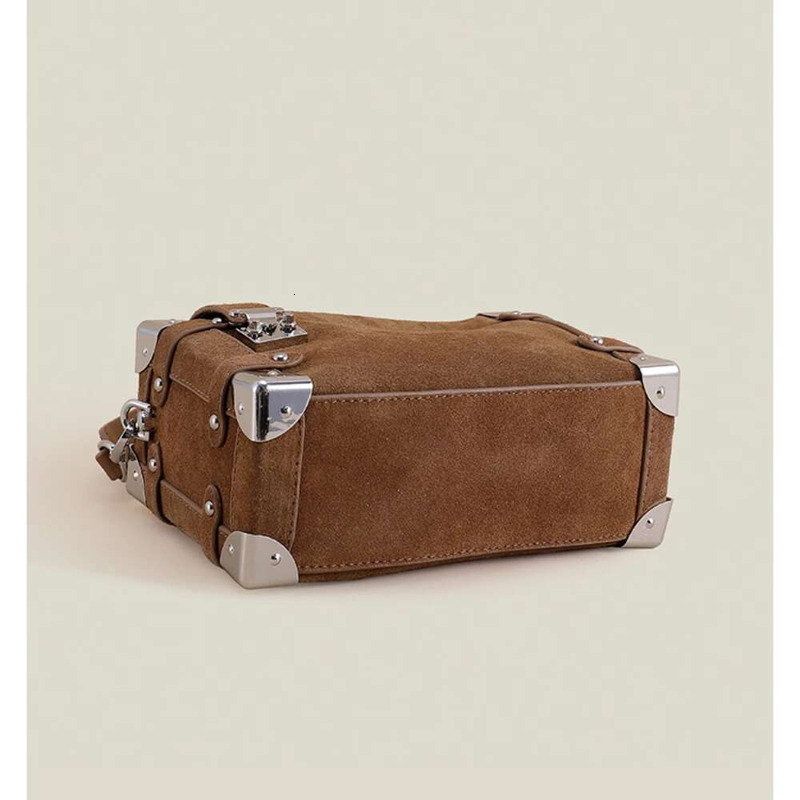 NEW Fashion Designer Small Box Shape Flap Matte Suede Cow Leather Women Messenger Crossbody Bag Maroon Daily-Use Purse