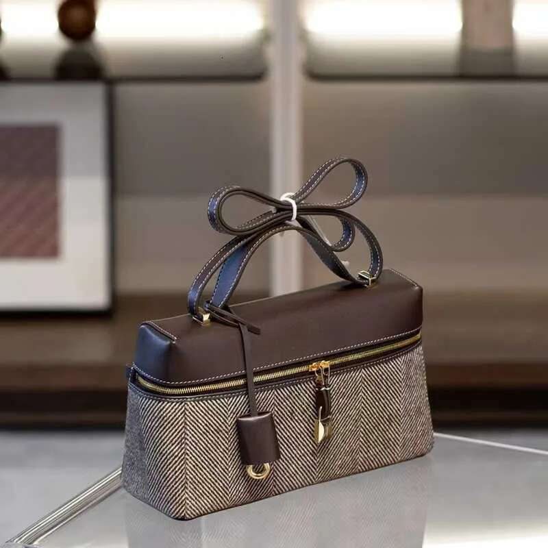 Fashion Women's Canvas Splicing Oblique Backpack Herringbone Pattern Purse Detachable Shoulder Strap Crossbody Bag