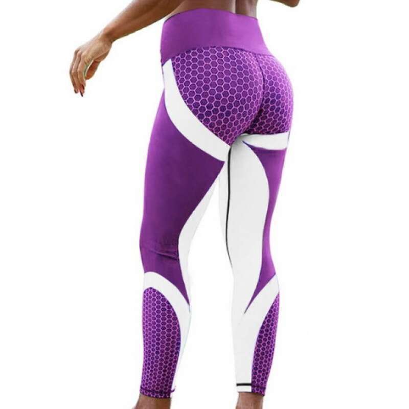 Women Yoga Pants Honeycomb Digital Printed Pants High Waist Hip Lifting Yoga Suit Sports And Fitness Quick Drying Pants