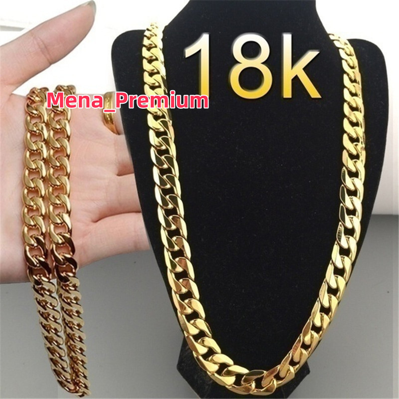 Wholesale Punk 6MM Chunky Chain Buckle Side Necklace for Men 18K Gold Plated Alloy Cuban Chain Necklace