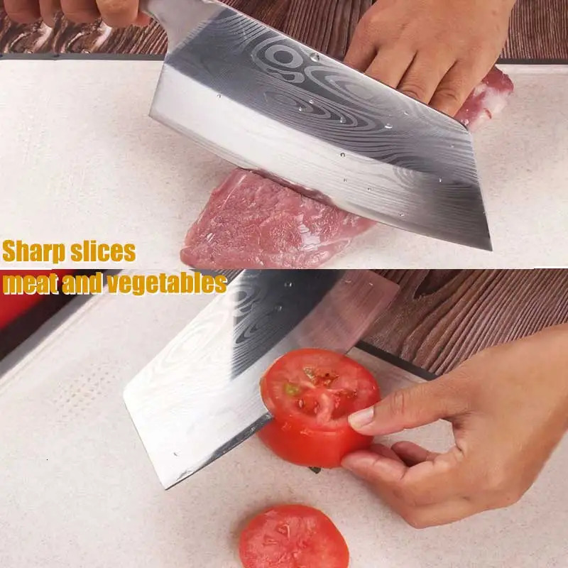 Kitchen Butcher Knives Laser Damascus Professional Japanese Chef Knife Stainless Steel Knife Meat Cleaver Cooking Chef Knife 250325