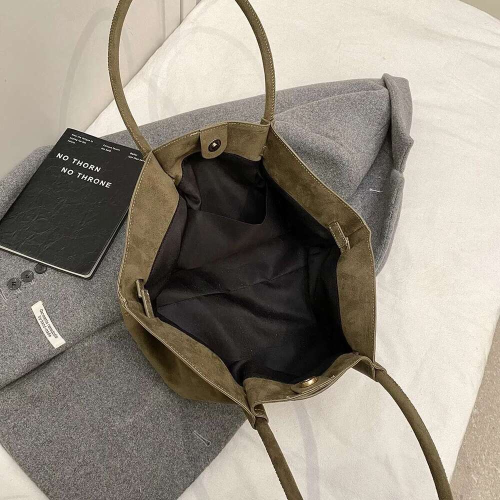 Large Nubuck Leather Tote Bags Lady Shoulder Bag For Women Winter New Korean Fashion Y2k Retro Handbags And Purses