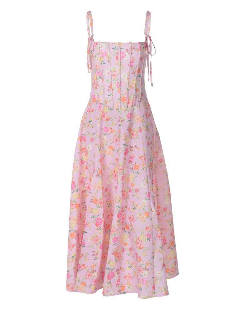 Dongdumaoyi Mode Bloemen Patchwork Bustier Prinsessenjurk Met Bandjes En Baleinen