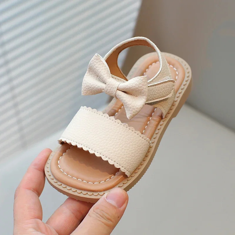 Toddlers Girls Sandals Little Kids Beach Shoes Summer Children Flat Sandals Sweet Princess with Bowtie Open Toes 250326