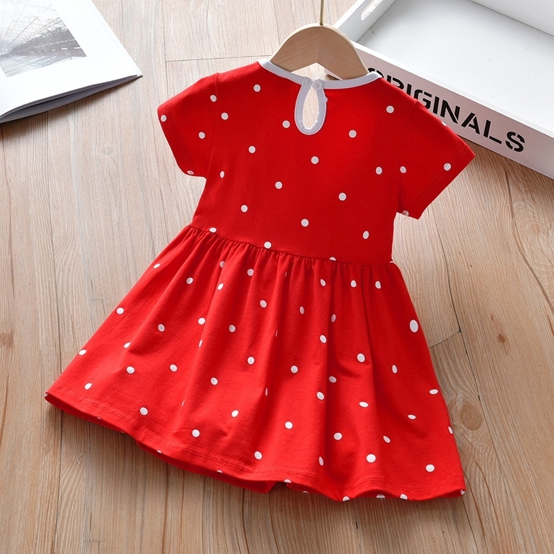 Little maven 2024 Baby Girls Summer Red Dress Cotton Casual Clothes Lovely Children Comfort Wear for Kids 27 year 250116