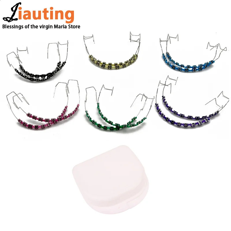 1 Pair Metal Wires Fake Braces Colorful Brackets For Teeth Temporary Metal Bracket Orthodontic Dental Decor Ligature Ties Dental 250327