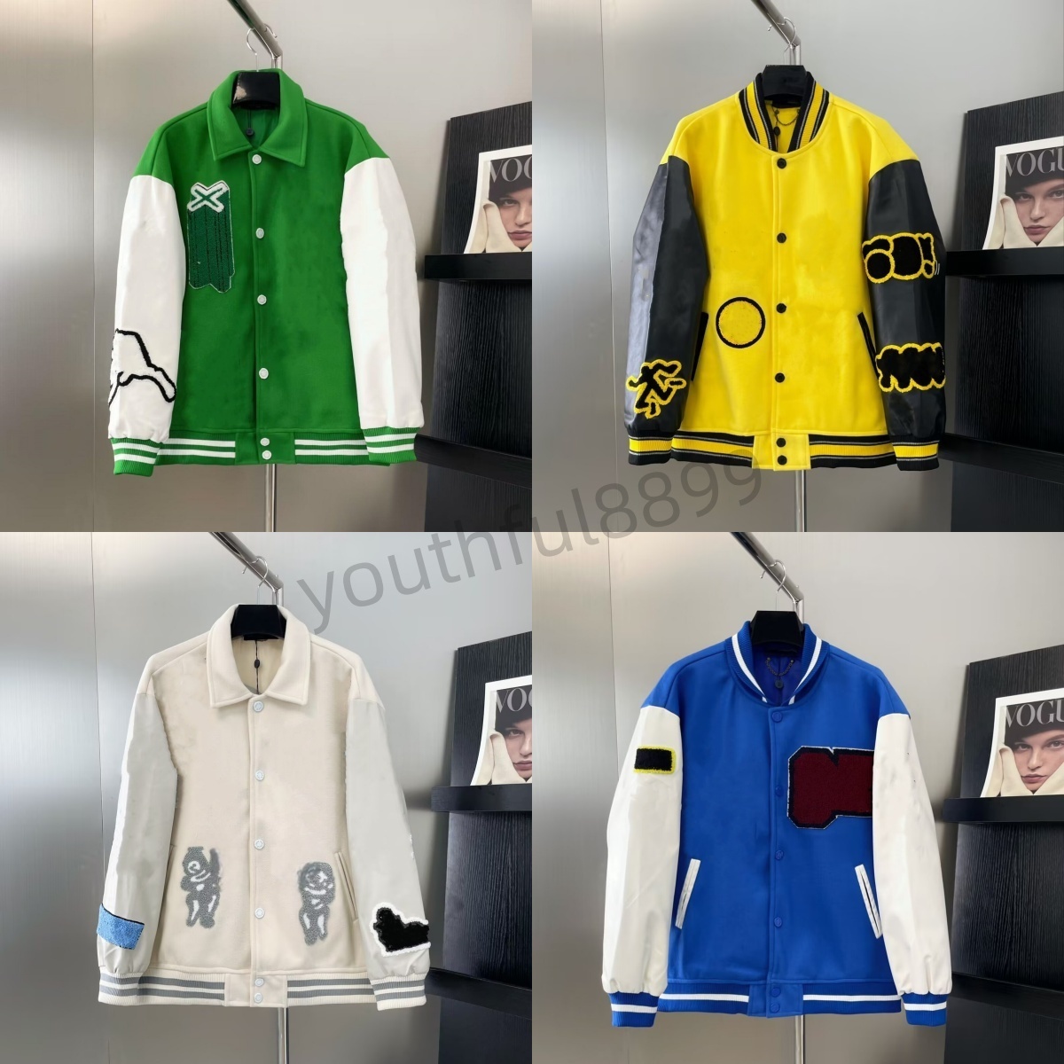 Men's jacket designer fashion brand retro loose long sleeved baseball suit men's hip-hop autumn school team casual warm baseball suit