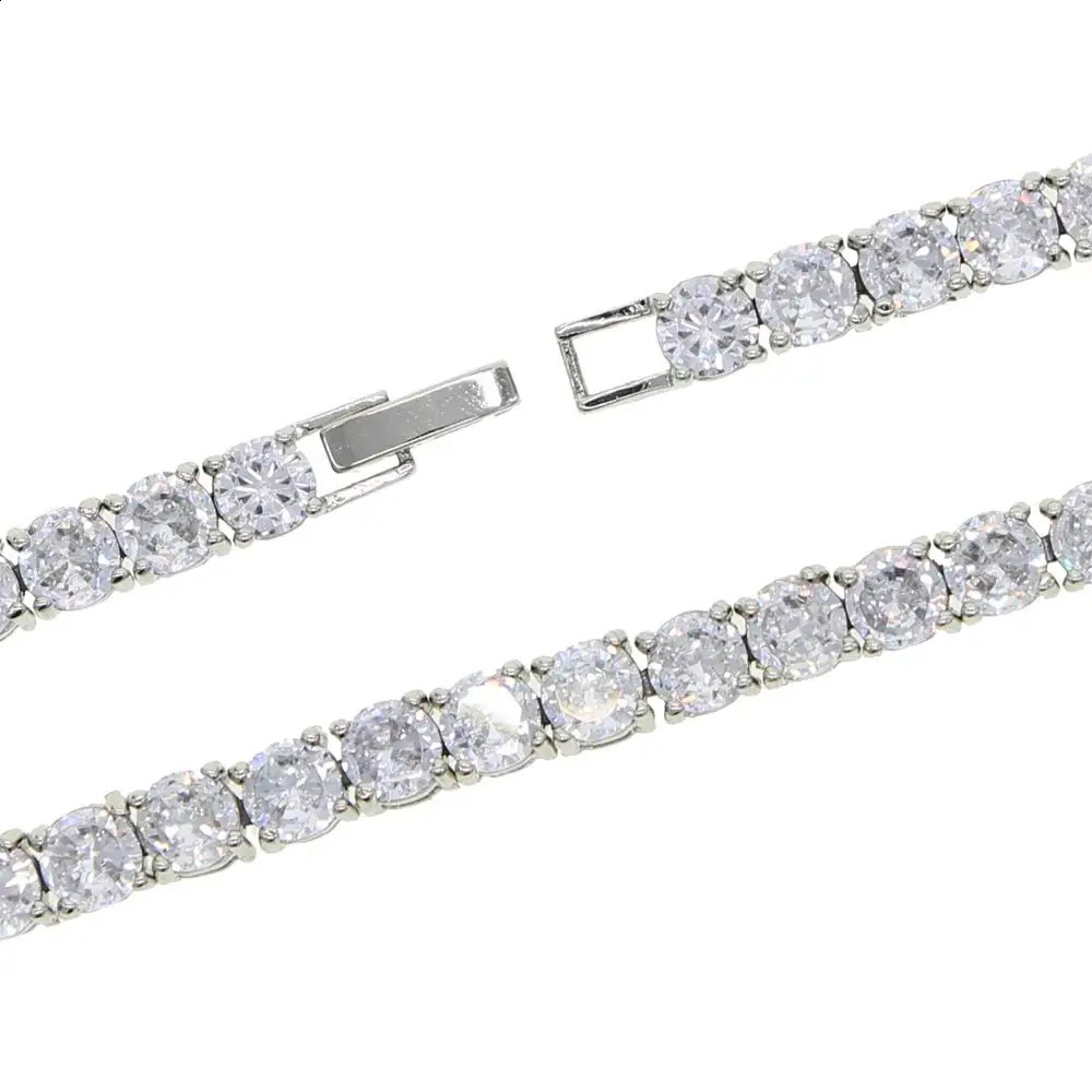 5A CZ Zircon Charm Anklet Iced Out Bling Rose Gold Silver Color Pink Cz 5mm Tennis Chain Anklets For Women Jewelry 250318
