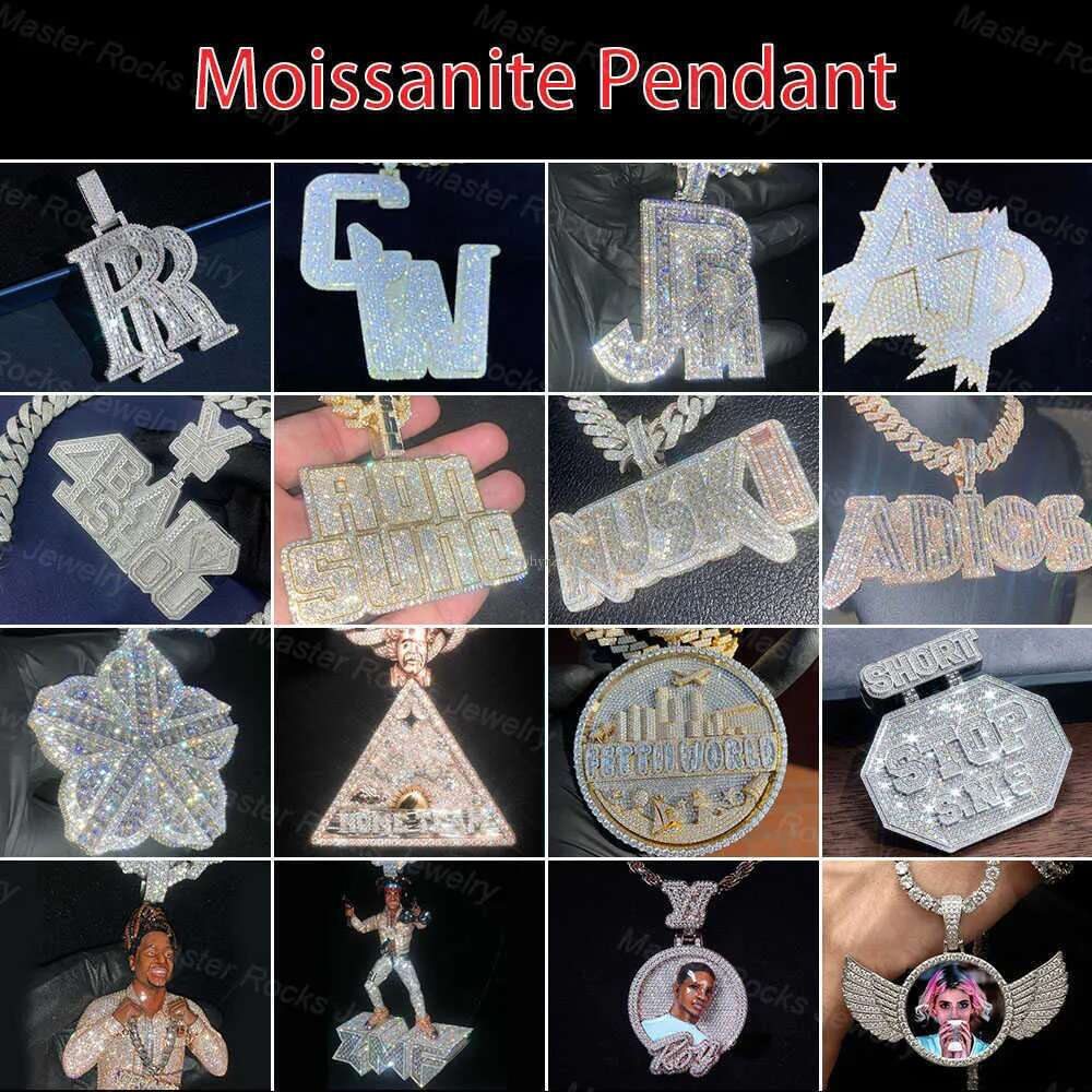 Hip Hop Cross Charm Baguette Cut VVS S Moissanite Cuban Chain With Pendant
