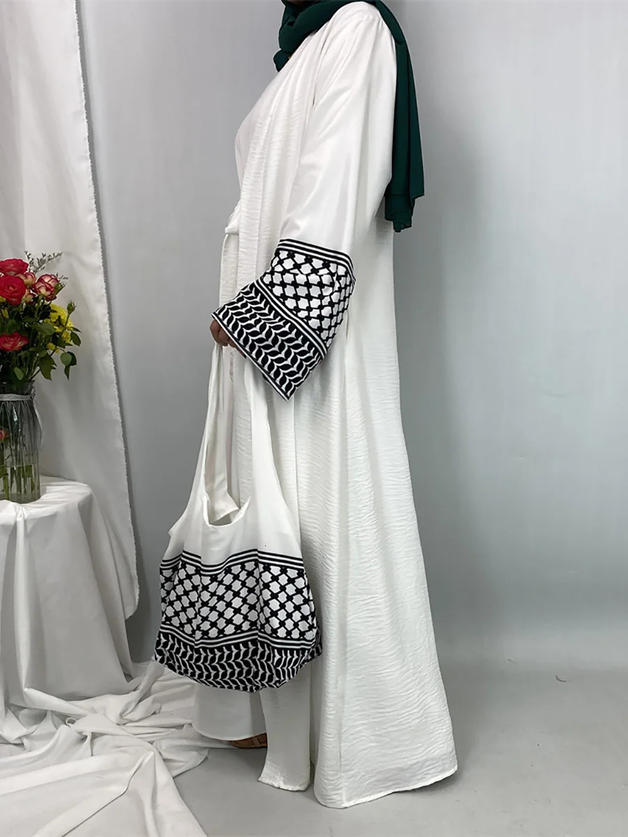 Ramadan Ka Palestinian Abaya Dubai y kimono with bag Islamic Kaftan Muslim womens long dress Caftan Marocain robe 250326