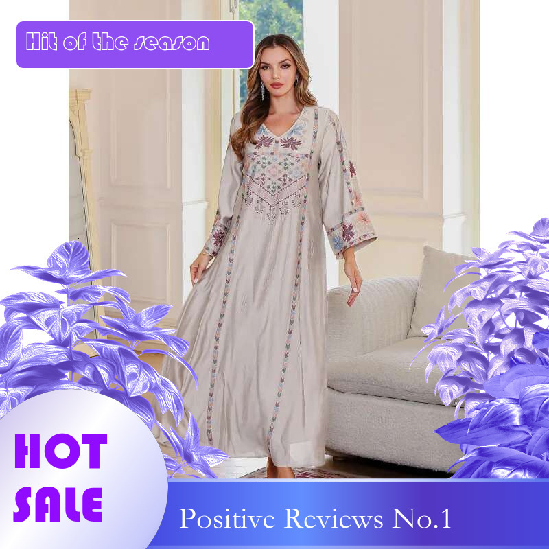 Dongdumaoyi Moslim Elegante Jurk Midden Oosten Dameskleding Abaya Geborduurd Gewaad Dubai W