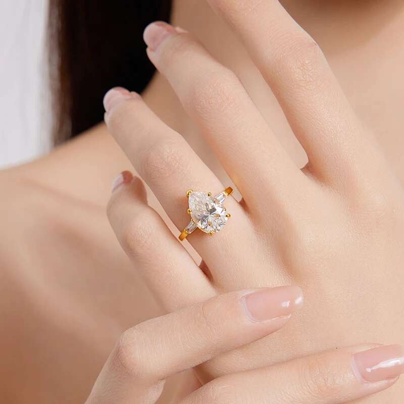 2-8 Carat Pear Cut D Color Moissanite Rings 925 Sterling Silver Waterdrop Diamond Ring Engagement Wedding Bands Jewelry with