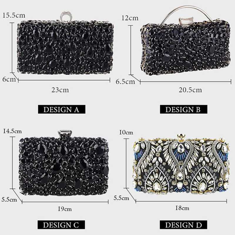 Womens clutch evening bag bead crystal womens wedding wallet rhinestone handbag silver black womens evening bag Z250327