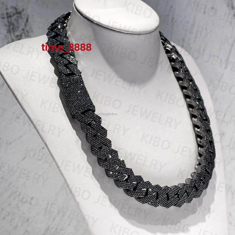 classics Hip Hop Rapper Mossanite Necklace Jewelry Vvs Sterg Sier 20mm Black Dia Moissanite Cuban k Chain