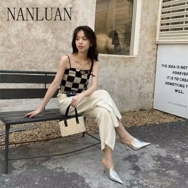 Boutique Autumn High-heeled Style High-end Stiletto Pointed Toe Women's Shoes Best-selg Banquet Fashion Slippers