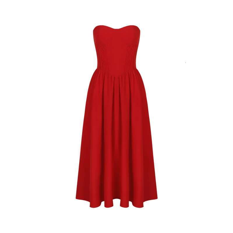 Dongdumaoyi Sexy Rode Buis Vrouwen Zomer Zoete En Pittige Stijl Hot Girl Rok Hoogwaardige Backless Midi Jurk Dameskleding C