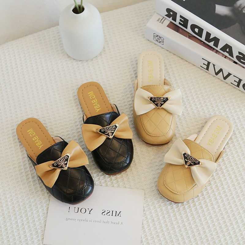 Slipper Girls Baotou slippers 2023 Spring and Autumn new soft soled leather shoes for wearing princess shoes fashionable middleaged childrens beach sh